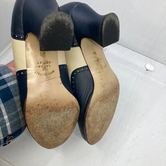 Vtg LAURA ASHLEY ITALY granny brogue rockabilly retro style womens shoes sz 38 - Picture 5 of 5